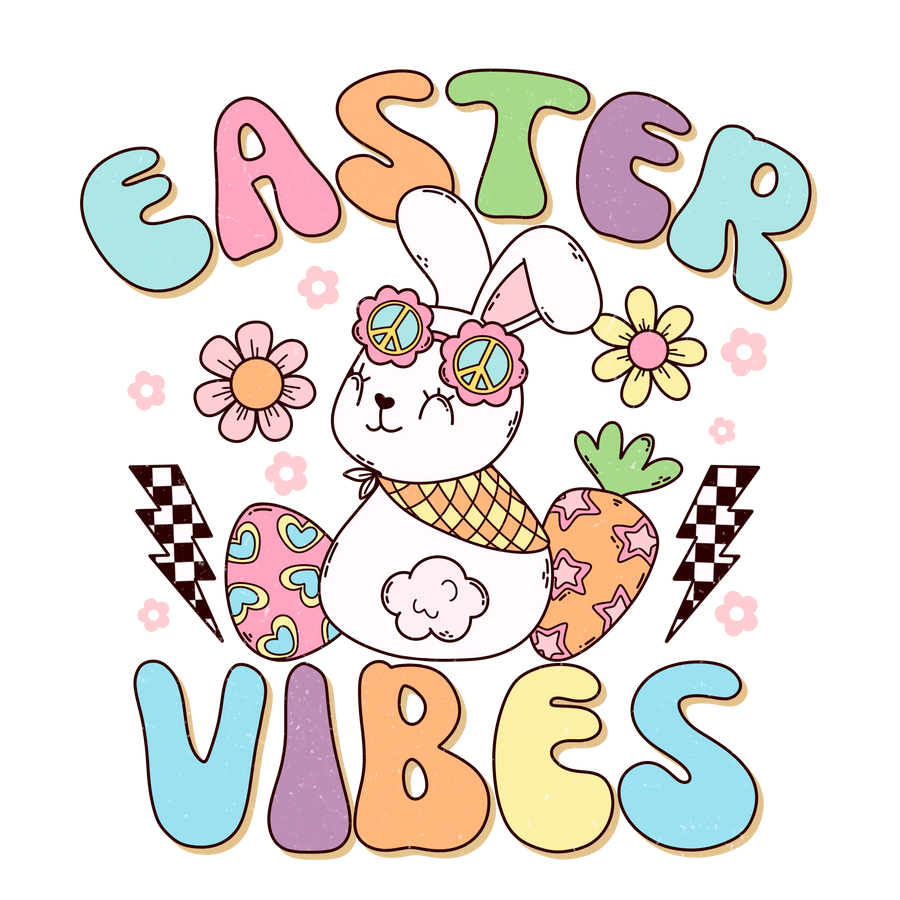Retro Easter Vibes Design - DTF Ready To Press