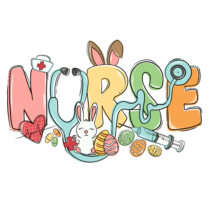 Easter Bunny Nurse Design pressed on a garment