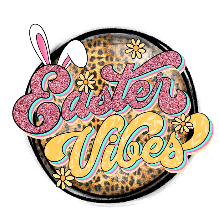 Easter Vibes Leopard Design pressed on a garment
