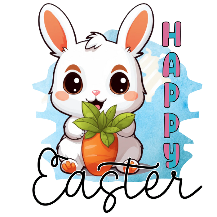 Cute Bunny Happy Easter Party Design pressed on a garment