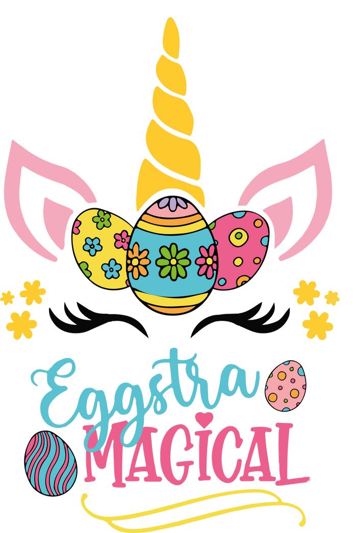 Eggstra Magical Easter Cute Unicorn Design pressed on a garment