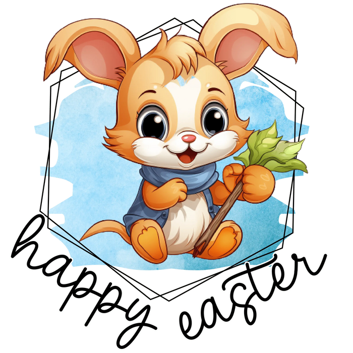 Happy Easter Cute Bunny  Springtime Collection pressed on a garment