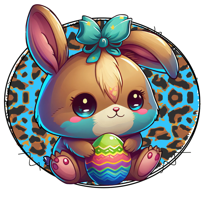 Cute Bunny Easter Leopard Design pressed on a garment