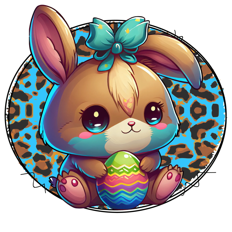 Cute Bunny Easter Leopard Design - DTF Ready To Press