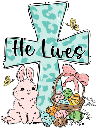 He Lives Easter Bunny Design - DTF Ready To Press - DTF Dallas 