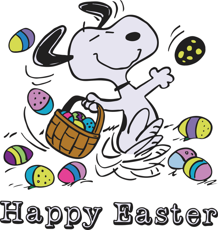 Snoopy Happy Easter Hunting Season Design pressed on a garment