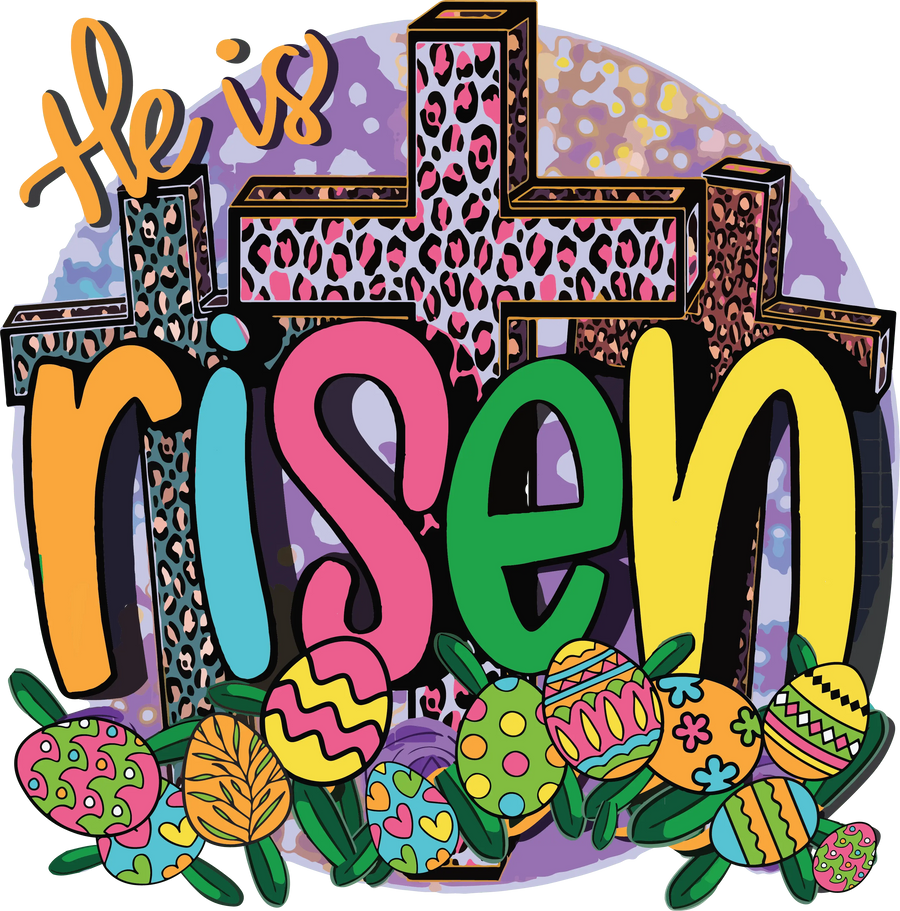 He Is Risen Easter Leopard Design - DTF Ready To Press