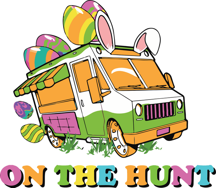 On The Hunt Easter Design pressed on a garment