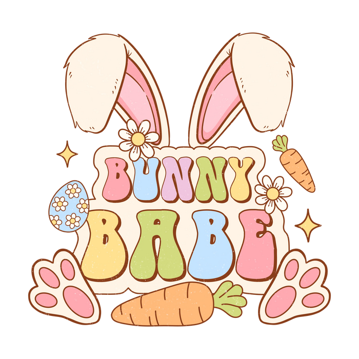 Bunny Babe Funny Easter Design pressed on a garment