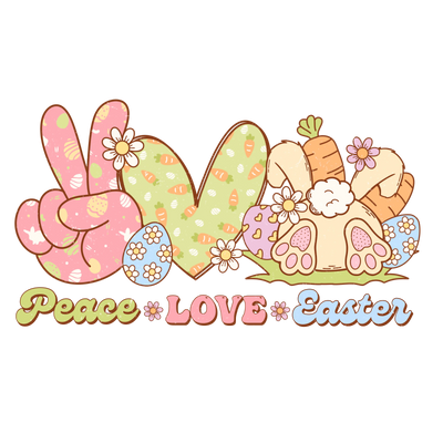Retro Peace Love Easter Design - DTF Ready To Press - DTF Dallas 