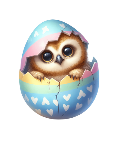Happy Easter Cute Owl Design - DTF Ready To Press - DTF Dallas 