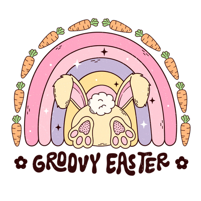 Retro Groovy Easter Design - DTF Ready To Press - DTF Dallas 