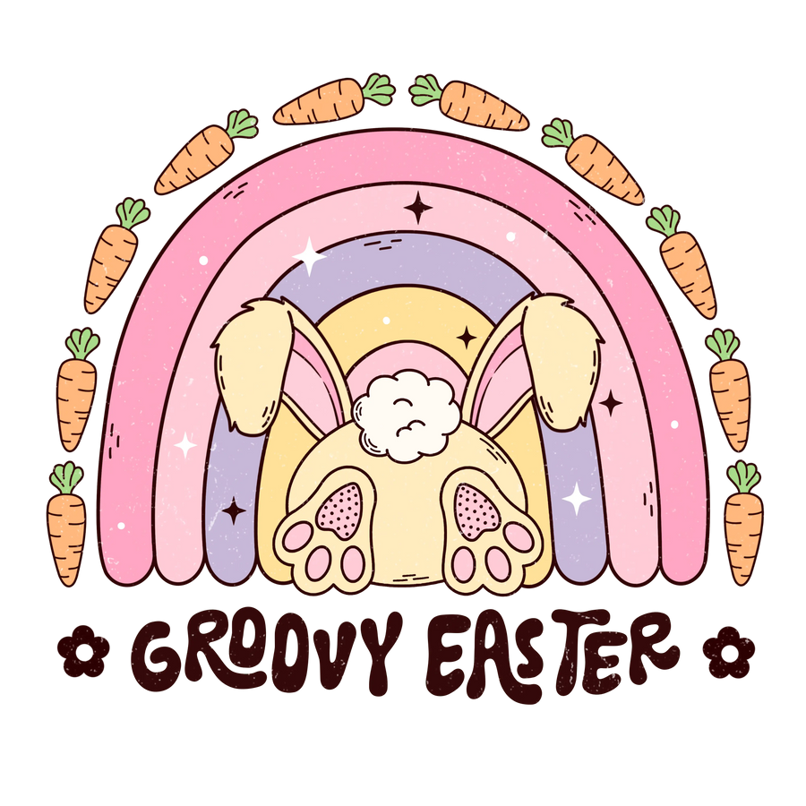 Retro Groovy Easter Design - DTF Ready To Press