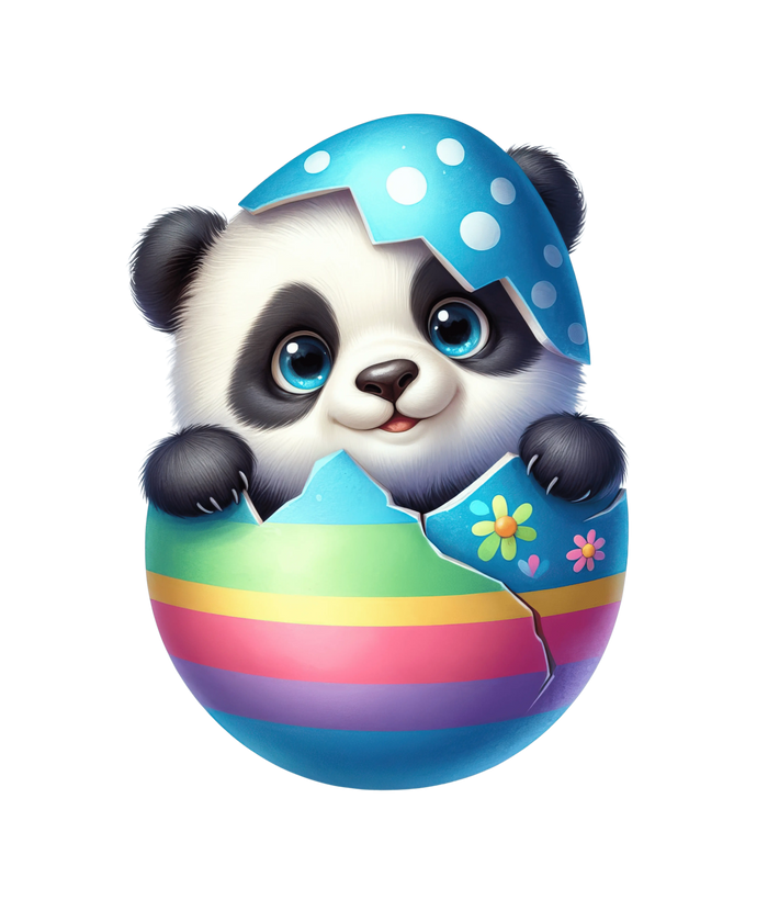 Cute Baby Panda Easter Design pressed on a garment