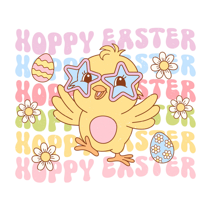 Funny Retro Hoppy Easter Design pressed on a garment