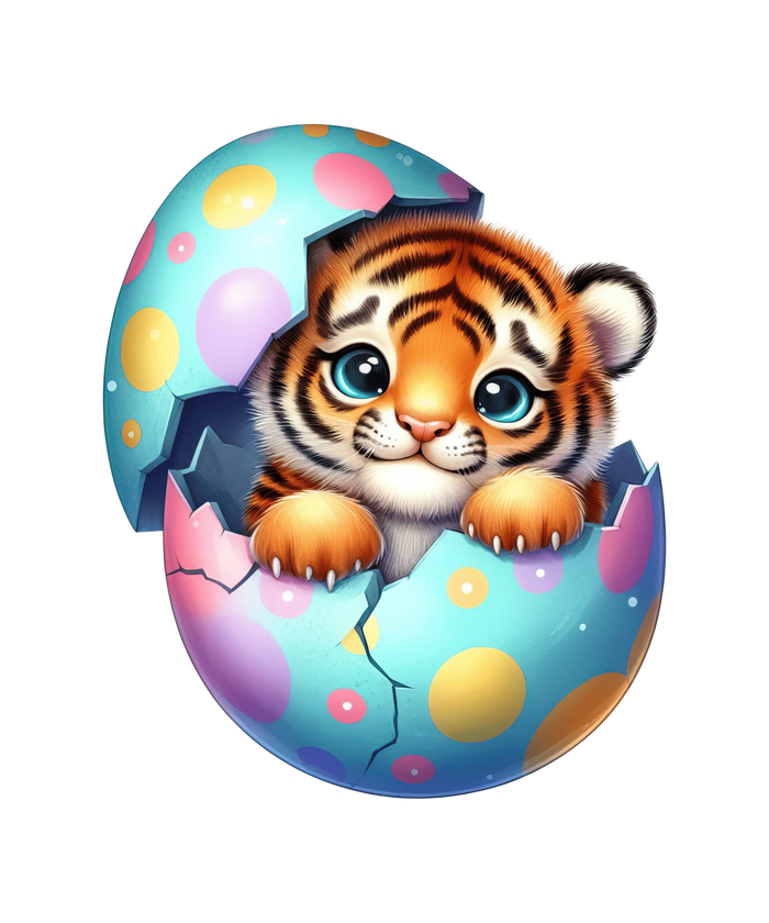 Cute Baby Tiger Easter Design pressed on a garment