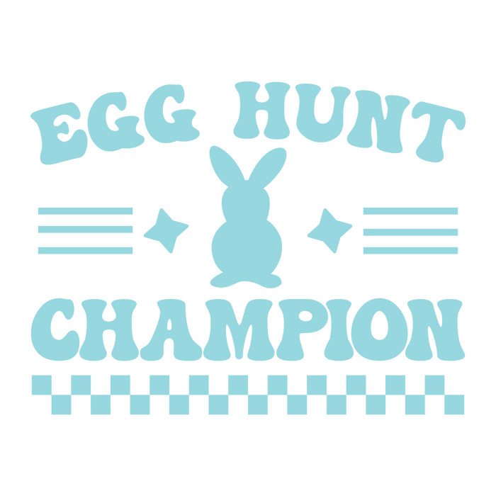 Egg Hunt Champion Easter Design pressed on a garment