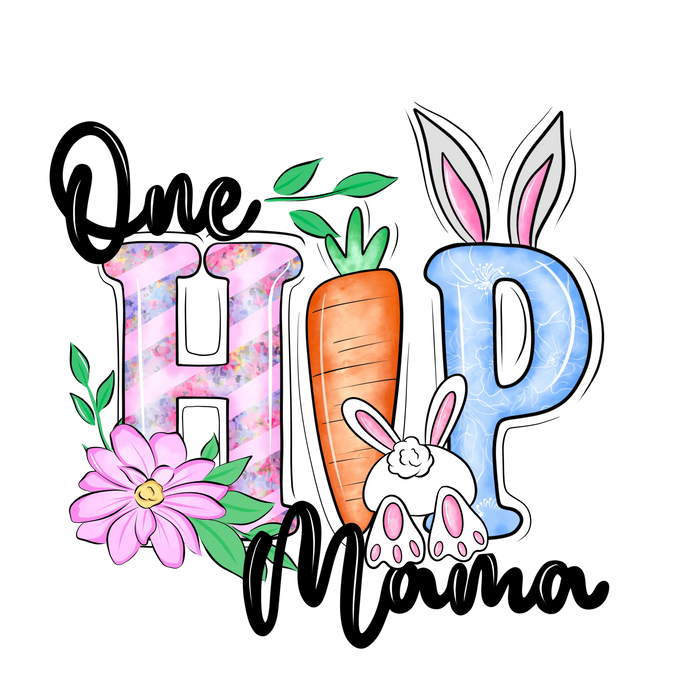 One Hip Mama Easter Bunny Design pressed on a garment