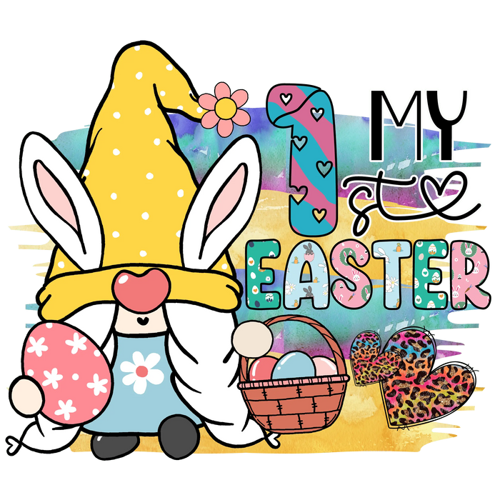 My 1st Easter Gnome Design pressed on a garment