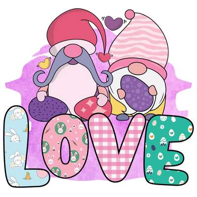 Gnome Easter Love Design DTF-Ready to Press | DTF Dallas - DTF Dallas 