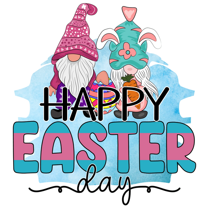 Happy Easter Day Gnome Design pressed on a garment