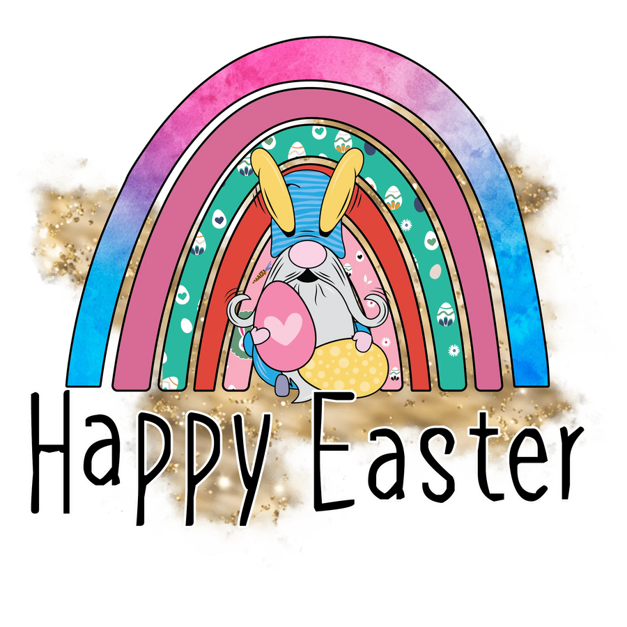 Happy Easter Gnome Rainbow Design | DTF Dallas