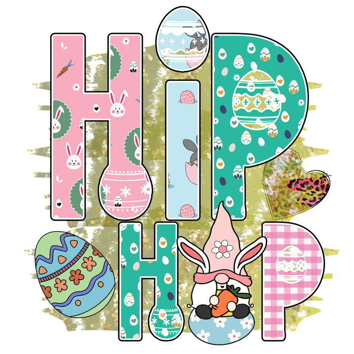 Hip Hop Easter Gnome Party Design pressed on a garment