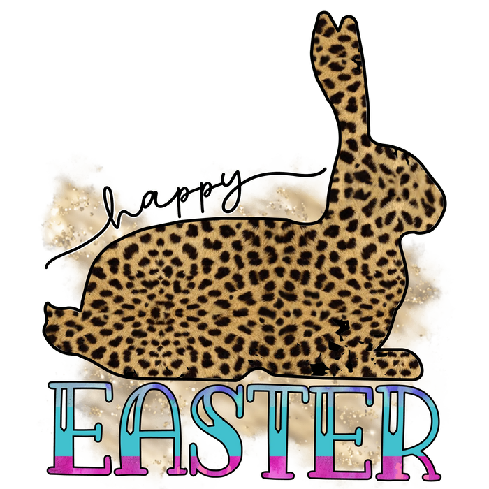 Happy Easter Bunny Leopard  Hoppy Easter Collection pressed on a garment