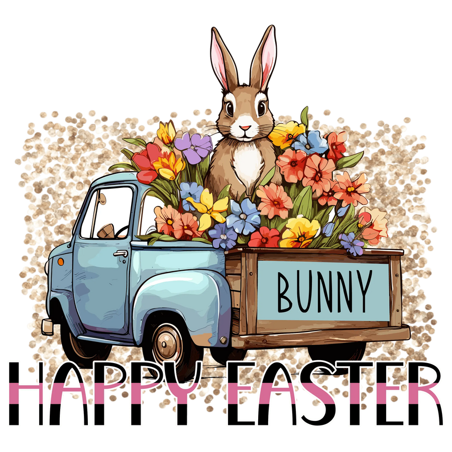 Happy Easter Bunny and Truck Design | DTF Dallas