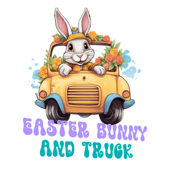 Easter Bunny and Truck Lover Design pressed on a garment