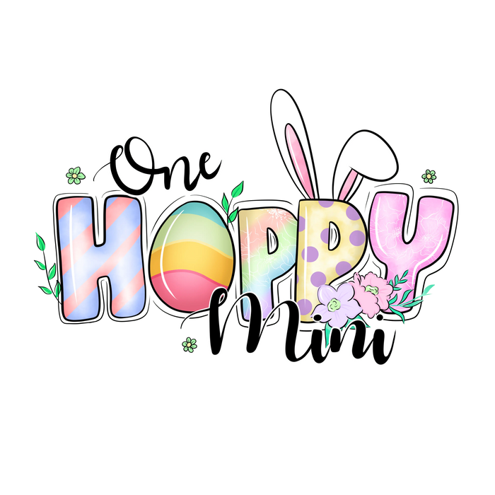 One Hoppy Mini Easter Design pressed on a garment