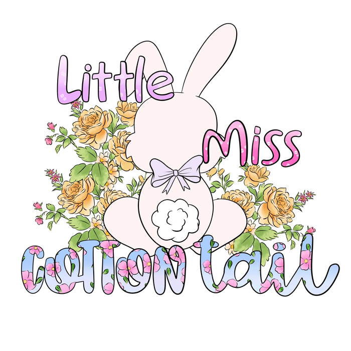Little Miss Cotton Tail Easter Design pressed on a garment