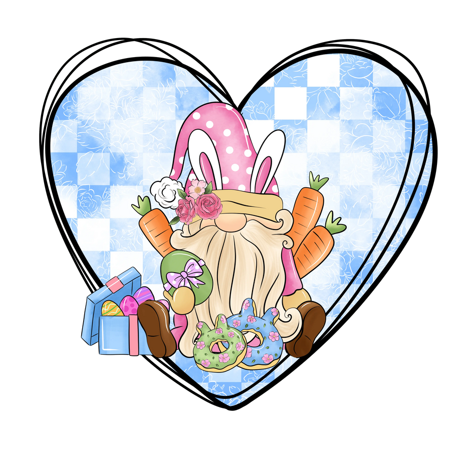 Easter Gnome Heart Design - DTF Ready To Press