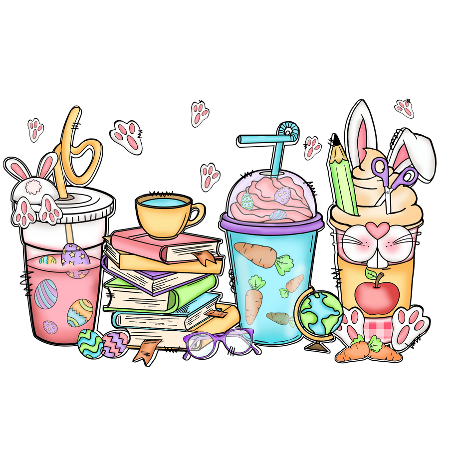 Study and Coffee Bunny Easter Design | DTF Dallas
