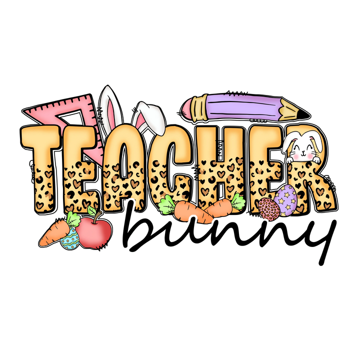 Teacher Bunny Easter  Ready Press Carrot Patch Collection pressed on a garment