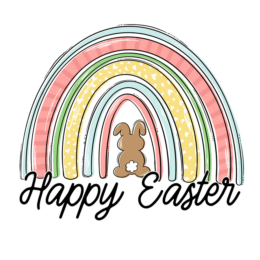Happy Easter Bunny Rainbow Design | DTF Dallas