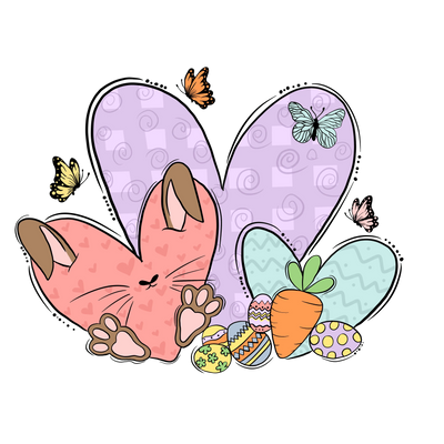 Easter Cute Bunny Heart Design - DTF Ready To Press - DTF Dallas 