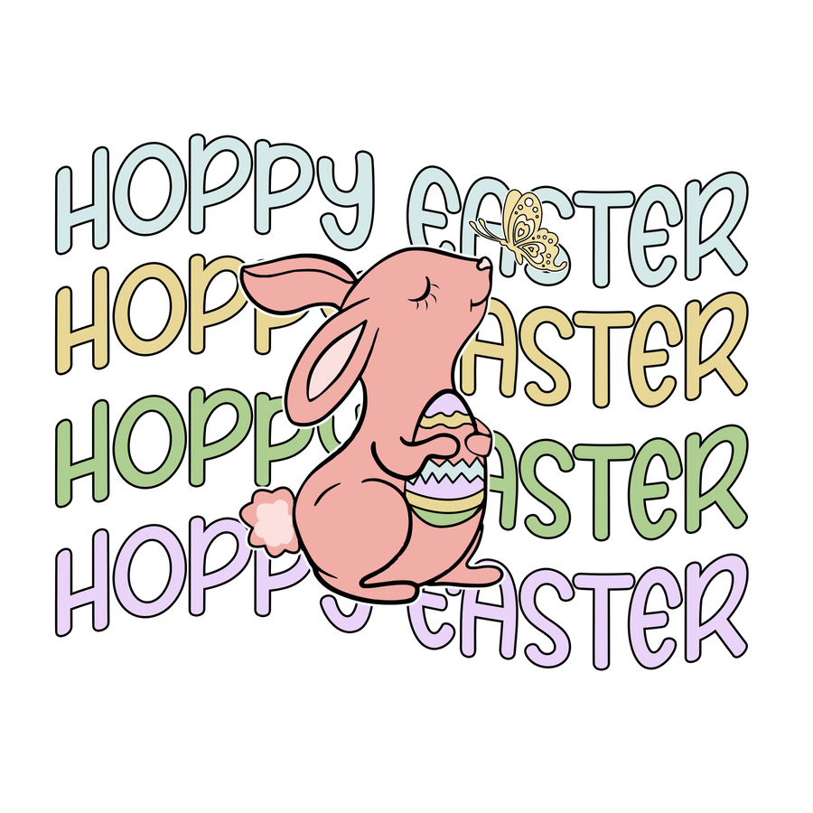 Hoppy Easter Cute Bunny Design - DTF Ready To Press