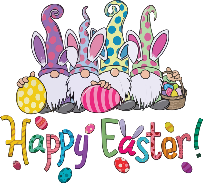 Happy Easter Gnomies Hunting Season Design pressed on a garment