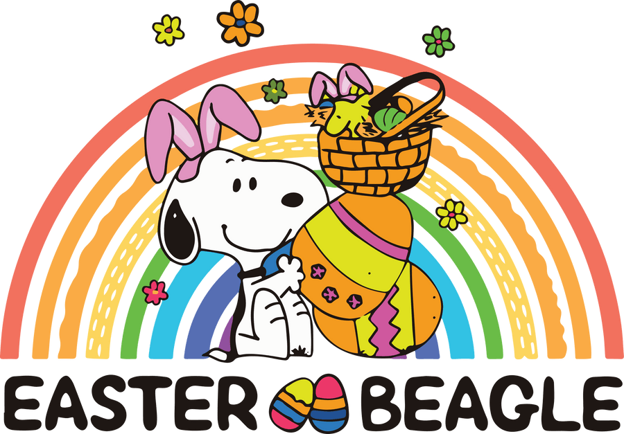 Snoopy Easter Beagle Rainbow Design | DTF Dallas
