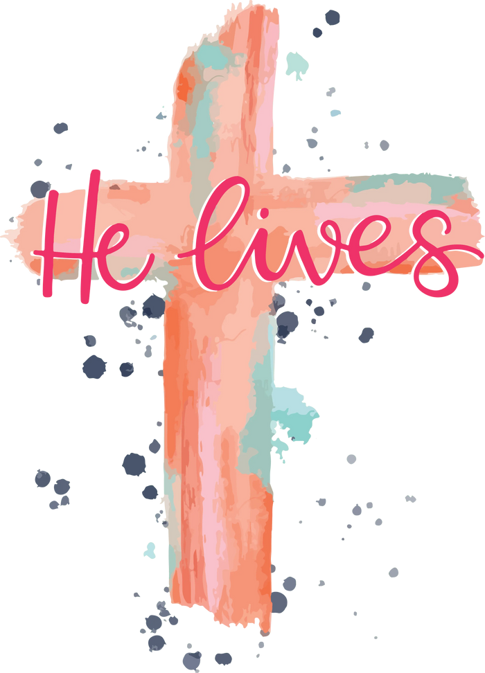 He Lives Easter Design pressed on a garment