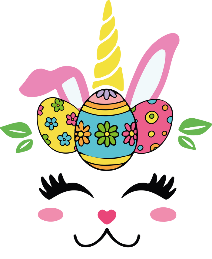 Easter Cute Unicorn Egg Design pressed on a garment