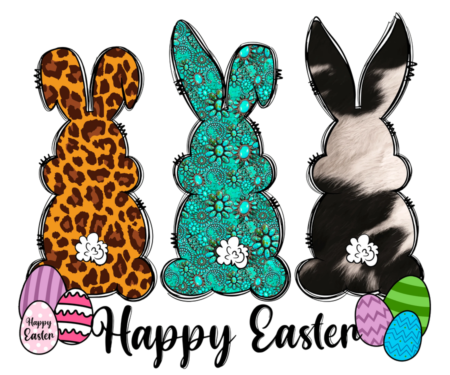 Cute Bunny Happy Easter Design DTF-Ready Press | DTF Dallas