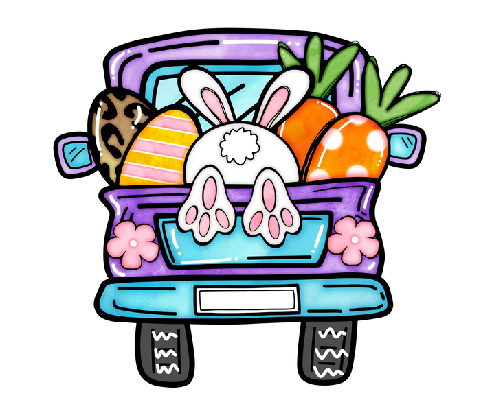 Easter Truck Bunny Design pressed on a garment