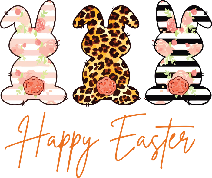 Happy Easter Bunny Leopard Design pressed on a garment