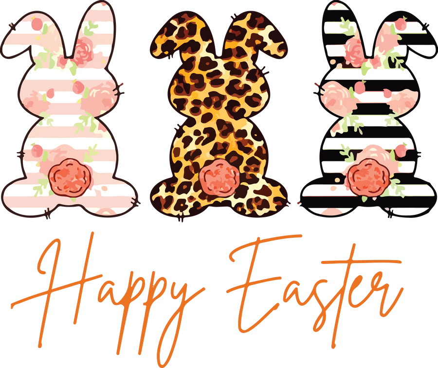 Happy Easter Bunny Leopard Design | DTF Dallas