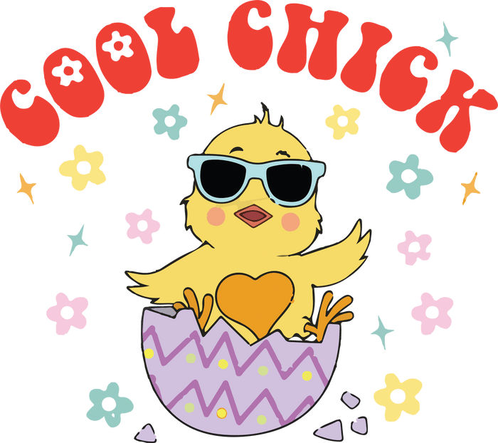 Cool Chick Easter Design pressed on a garment