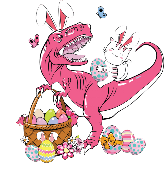 Easter Hunting Season Dino Design pressed on a garment