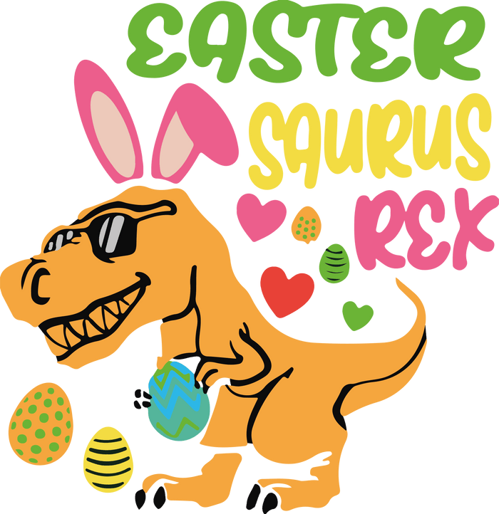 Easter Saurus Rex Design pressed on a garment