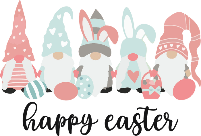 Gnome Happy Easter Design pressed on a garment